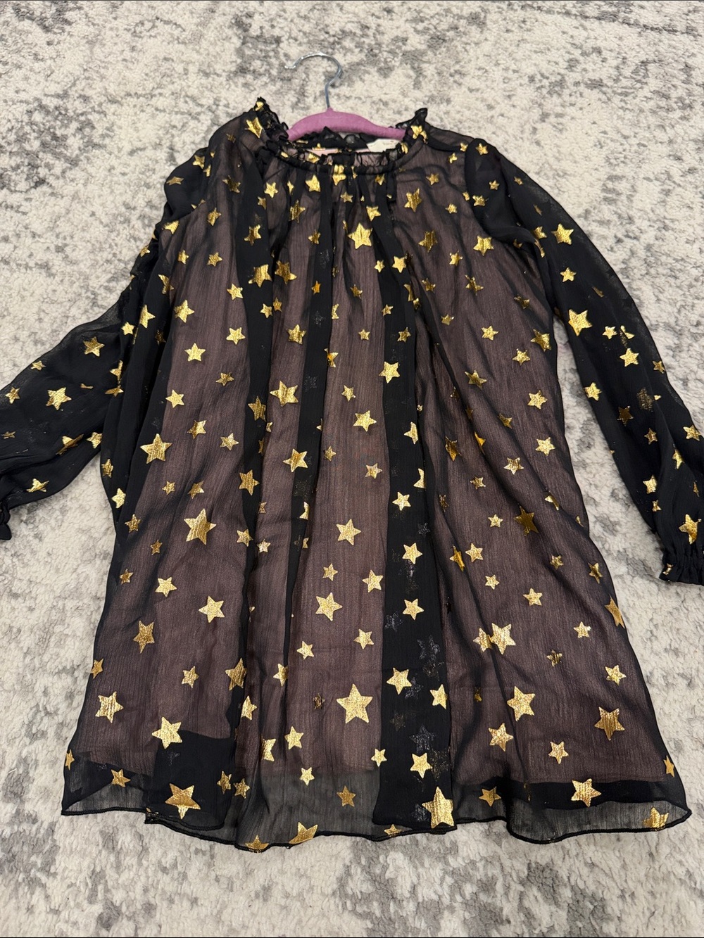 Kate Soade navy/Black Sheer Star Print Tunic with Gold Stars